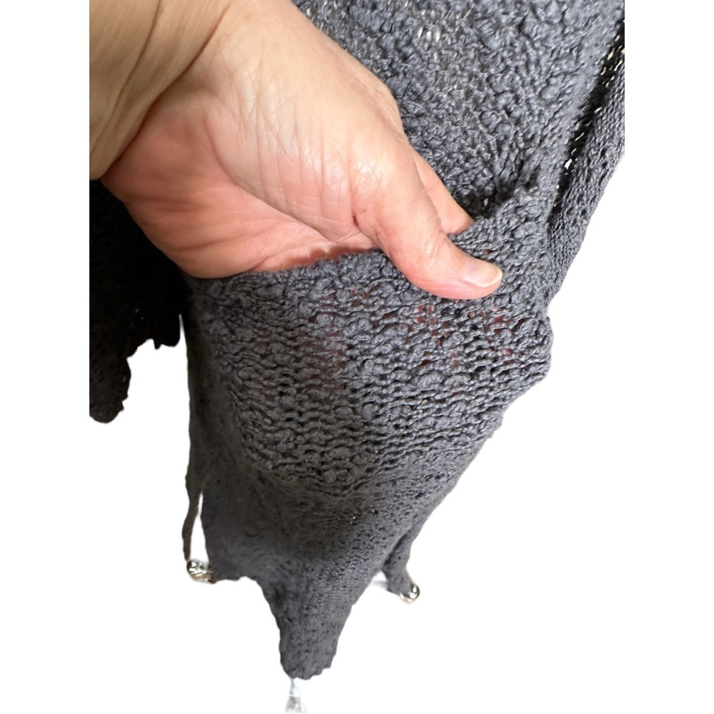 Anthro Knitted & Knotted Charcoal Pocket Cotton Blend Open Front Cardigan XS - Picture 4 of 10